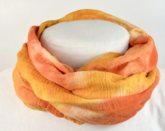 2 sizes loop made of muslin / neckerchief / loop scarf / orange with batik / pattern / children