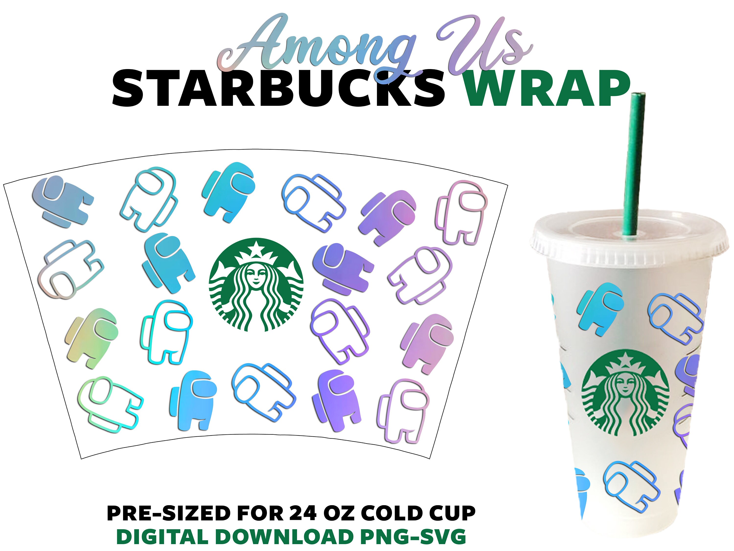 Among Us Svg - Full Wrap Template for 24 oz Starbucks Venti Cold Cup …