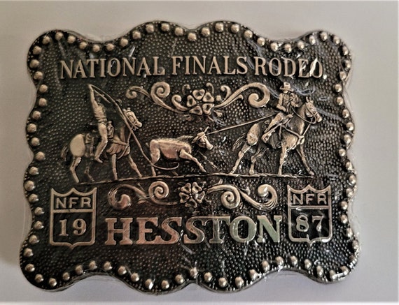 Hesston NFR Rodeo Belt Buckle, 1987 National Finals