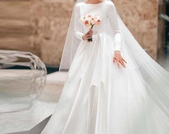 white wedding dresses with sleeves
