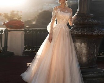 pastel pink wedding dress