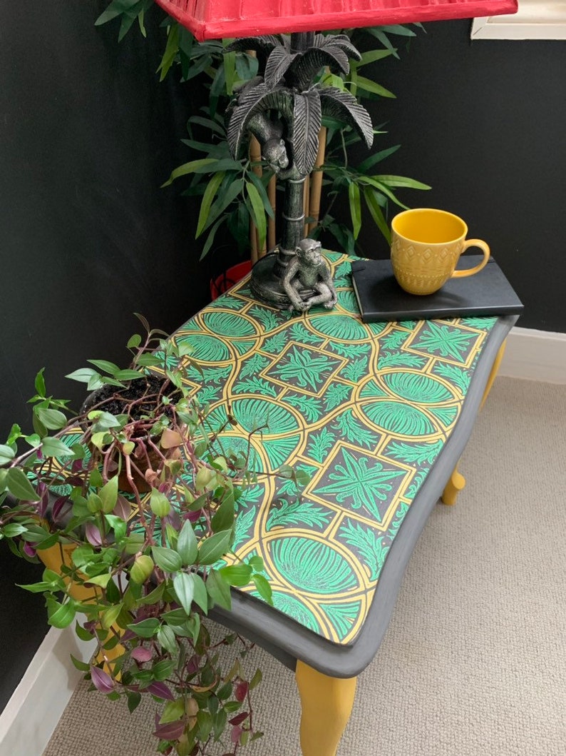 Handpainted Vintage Coffee Table With Maximalist & Geometric Etsy UK