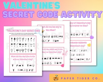 Valentines Secret Code Activity, Valentine's Party Activity