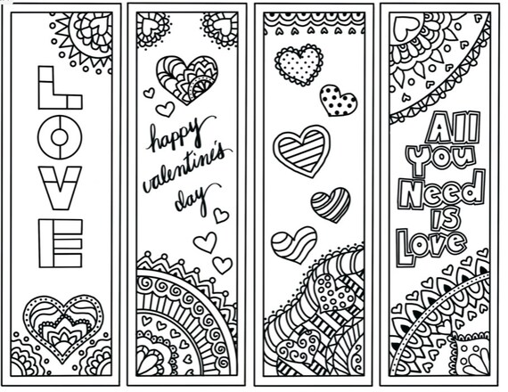 printable valentines zentangle bookmarks etsy