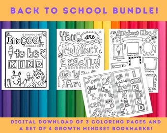 Back to School Bundle Coloring Pages and Bookmarks