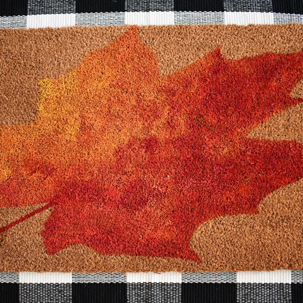 Welcome Mat for Fall, Front Door Decor, Fall Leaf Doormat