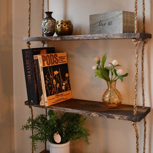 Farmhouse Shelves Hanging Shelves Vertical Display Shelves Etsy