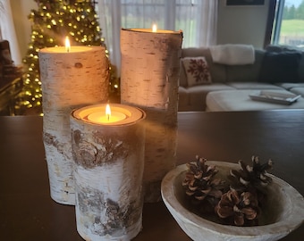 Tall Birch Tealight Holders Set of 3