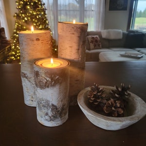 Tall Birch Tealight Holders Set of 3