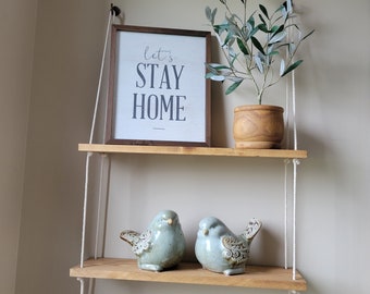 2-Tier Farmhouse Shelf, Handmade Shelf, Vertical Display Shelf, Rustic Bookshelf, Window Shelf