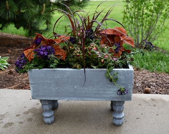 12" Wooden Farmhouse Patio Planter Cottage Planter, Handmade Rustic Herb Box