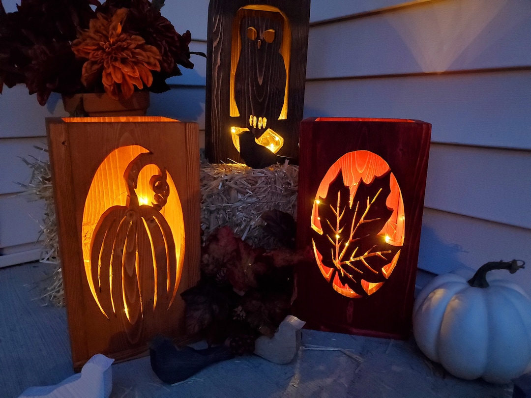 Fall Wooden Lanterns, Rustic Farmhouse Luminaries - Etsy
