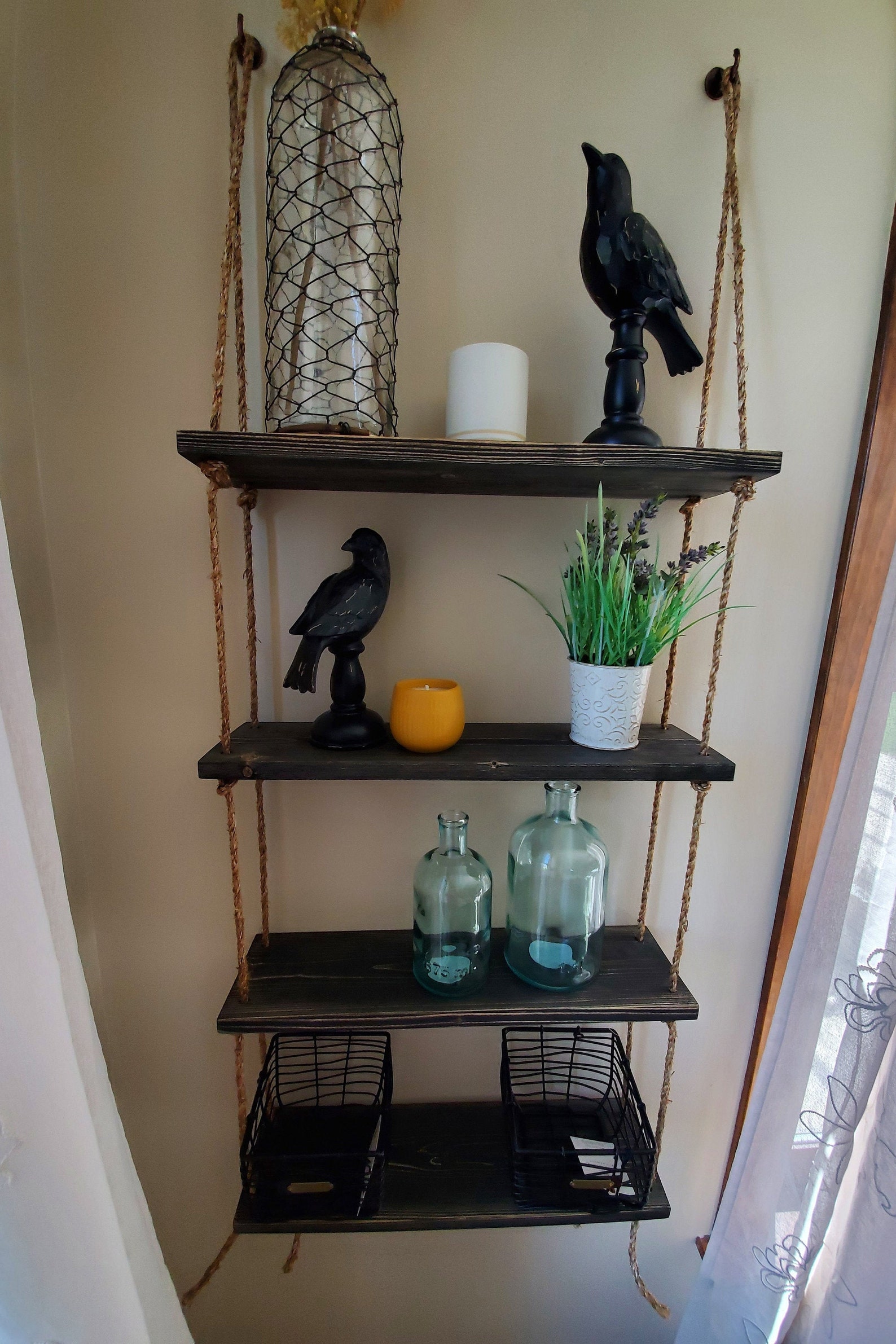 Farmhouse Shelves Hanging Shelves Vertical Display Shelves Etsy
