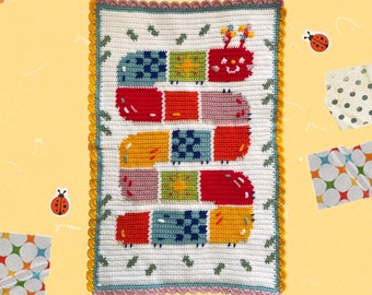 PDF PATTERN: Happy Caterpillar (Original & Simplified) | Digital Crochet Tapestry Pattern