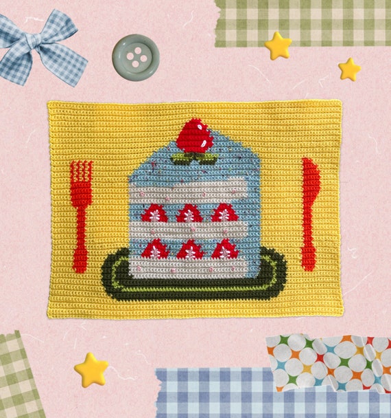 PDF PATTERN: Strawberry Cake | Digital Crochet Tapestry Pattern