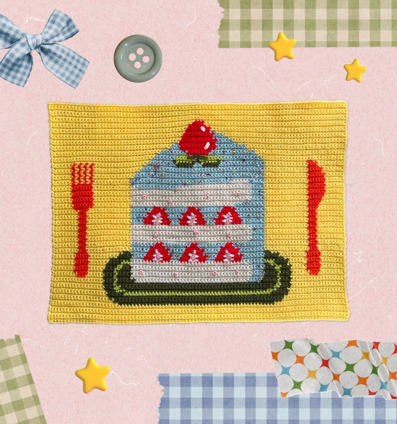 PDF PATTERN: Strawberry Cake | Digital Crochet Tapestry Pattern image 1