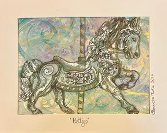 Caballo de carrusel Betty - Obra de arte original