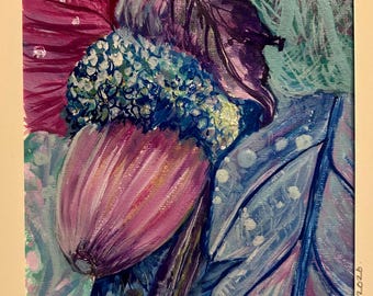 Otoño alterno: una pintura original de técnica mixta.