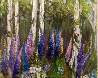 Pradera de abedules - Una pintura original