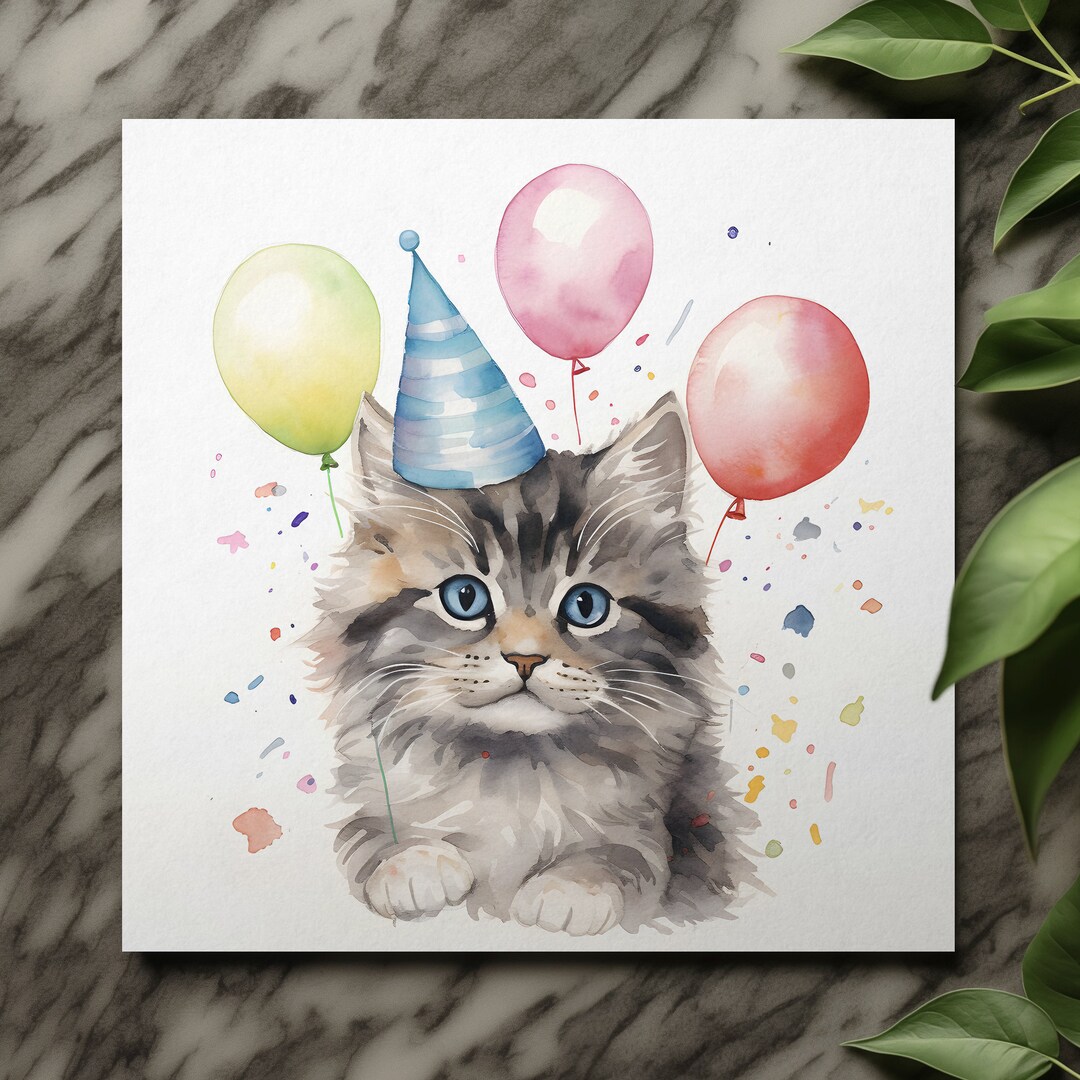 Cute Cat Birthday Card, Birthday Card for Cat Lover. - Etsy UK