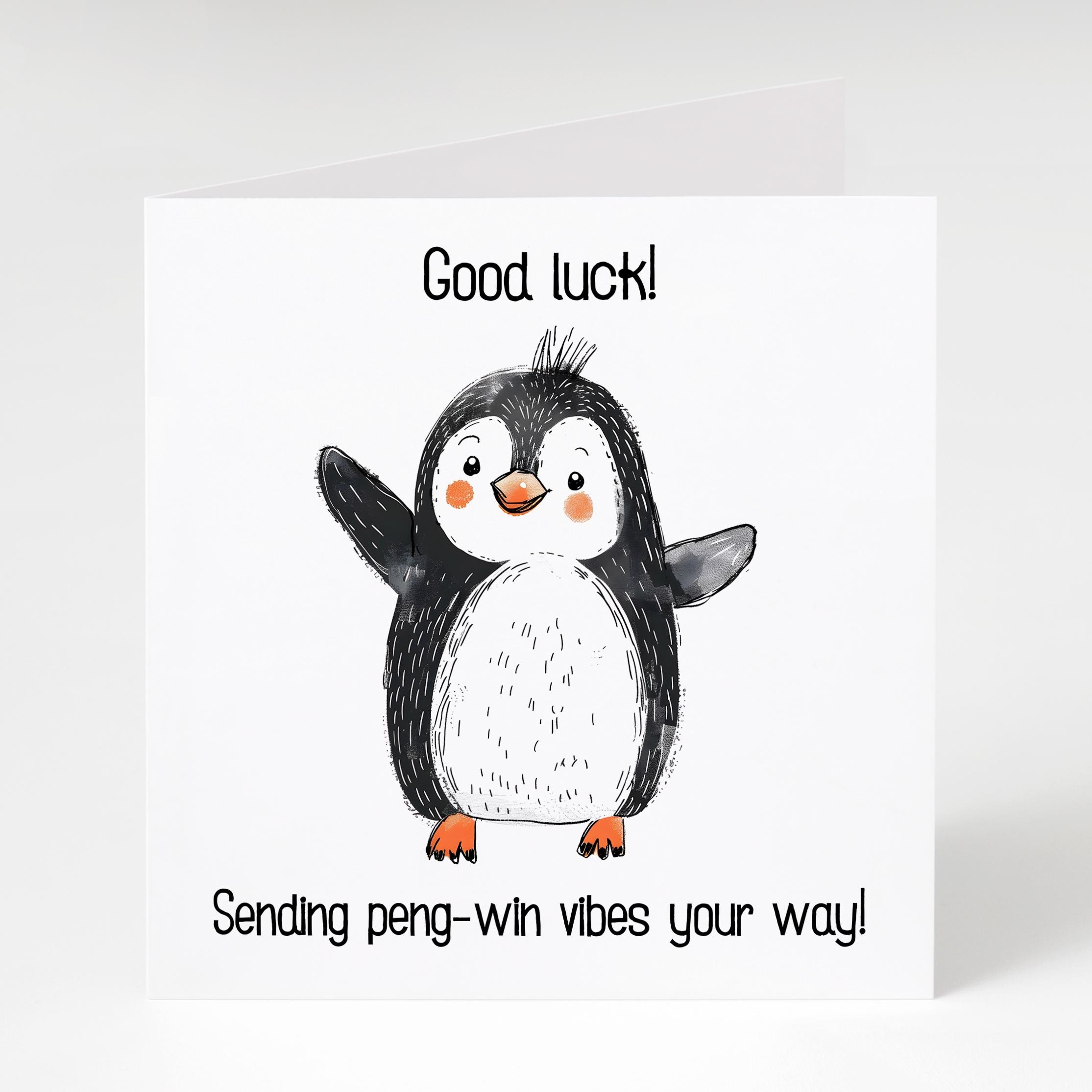 【1枚】PENPENS LUCKY MESSAGE CARD Good Luck Card, Penguin Pun Card, Sending Peng-win Vibes Your Way