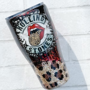 Graphic Tee Tumbler, Leopard Swirl, Rock N Roll Custom Tumbler