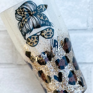 Mama Tumbler, Leopard tumbler, Gold and white Mom Tumbler, Mom Life, Mom/Daughter set