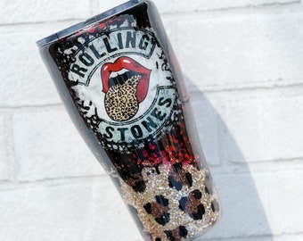 Graphic Tee Tumbler, Leopard Swirl, Rock N Roll Custom Tumbler