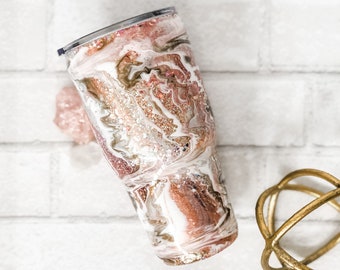 Rose Gold Marble, Light Rose Gold Glitter Tumbler