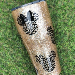 Leopard Mouse Head Tumbler, Leopard tumbler, Gold Mouse head Tumbler