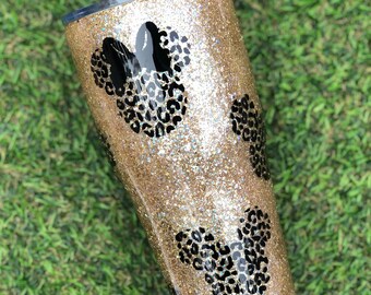 Leopard Mouse Head Tumbler, Leopard tumbler, Gold Mouse head Tumbler