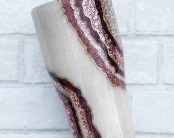 Rose Gold Geode Tumbler, Geode Tumbler, Geode Glitter Tumbler