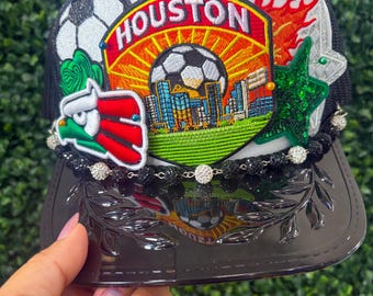 Patch Trucker Hat, Mexico Soccer hat, Summer Hat, Houston Soccer
