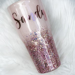 Rose Gold, Pink Ombre, Rose Gold Tumbler, Baby Pink Ombre, Glitter tumbler