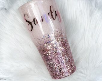 Rose Gold, Pink Ombre, Rose Gold Tumbler, Baby Pink Ombre, Glitter tumbler