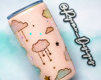 Rainbow Pastel Cloud Tumbler, Clouds, Pastel Rainbow Cup