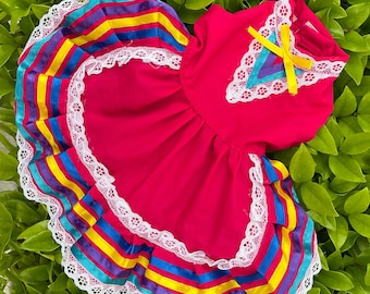 Tapatio Dress for pet, Mexican Style, Handmade, Folkrorico , Cinco de Mayo, Made in Mexico, Escaramuza dress, Pet Costume