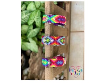 Handwoven Dog Collar: Colorful Mexican Artisan Pet Collar (Small/Medium)