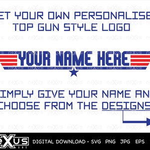 Custom Top Gun Style Name Design Personalised Top Gun Logo Etsy Custom Top Gun Style Name Design Personalised Top Gun Logo Etsy