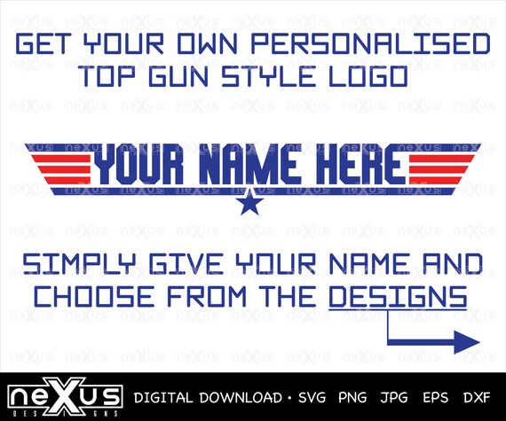 Custom Top Gun Style Name Design Personalised Top Gun Logo Etsy Custom Top Gun Style Name Design Personalised Top Gun Logo Etsy
