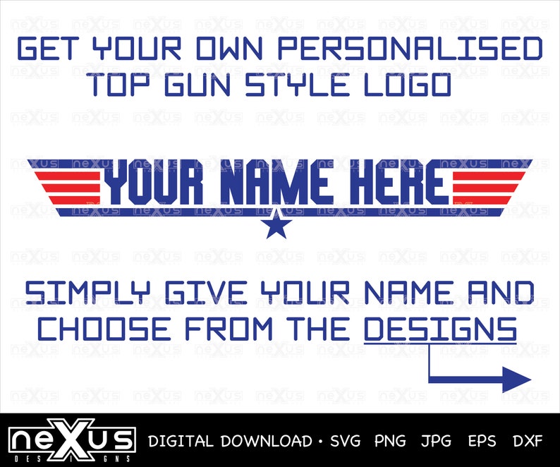 Custom Top Gun Style Name Design Personnalisé Top Gun Logo Etsy