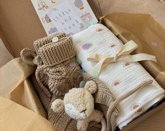 Baby-Box für Neugeborene, Geschenk-Box, Babyparty Geschenk-Box Benutzerdefinierte Baby-Geschenkkorb Schwangerschaft Geschenk-Set Rassel Kinderzimmer Geschenk-Box für die neuen Eltern