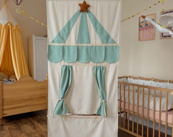 Fairy-tale theater, velvet theater, Puppet role play Theater in the doorway Theater for the door Theatrical house Big stage for a children's