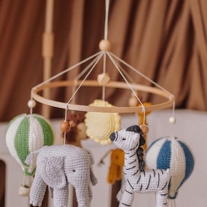 Jungle crib mobile boy Mobile bebe Nursery mobile Crochet baby mobile New mom gift basket