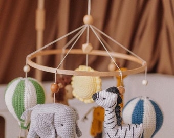 Jungle crib mobile boy Mobile bebe Nursery mobile Crochet baby mobile New mom gift basket