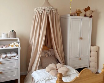 Kinderbett Himmel | Hängender Spielhimmel | Kinderzimmer Dekor | Betthimmel Zelt | Leseecke | Boho Kinderzimmer | Baby-Dusche-Geschenk