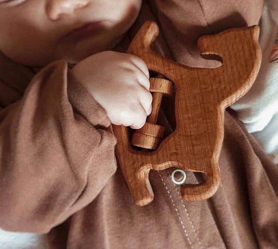 The First Rattle for the Newborn From Natural Materials Montessori
