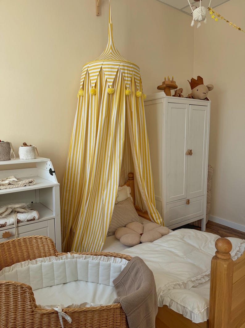 Striped Bed Canopy , Hanging Play, Crib canopy, Children’s Canopy,Kids Canopy,Bohemian Canopy, Canopy Bed, Montessori Bed image 3