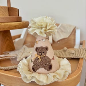boné de festa de linho, bordado feito à mão, boné de feliz aniversário, decoração de feriado, decoração de aniversário, festa infantil