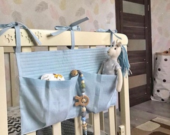 Организатор кроватки| для новорожденных| льняная кроватка карманный | Организатор подгузников| льняной питомник декор|блий